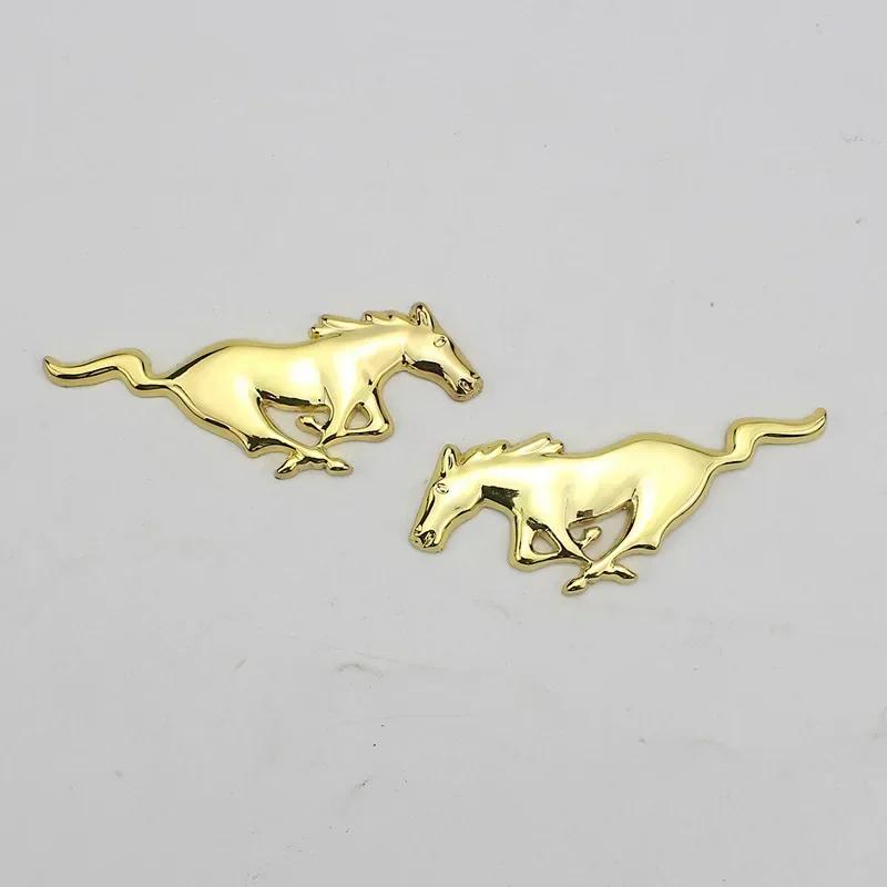 GDZJ3 2PCS 7.5/11CM Metal Car Side Badge Running Horse Sticker for Ford Mustang Shelby F150 Fiesta Focus Ecosport Edge Escape Explorer