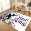Cat Theme Crystal Velvet Floor Rug Personalized Custom Name Text Warm Carpet Home Decoration