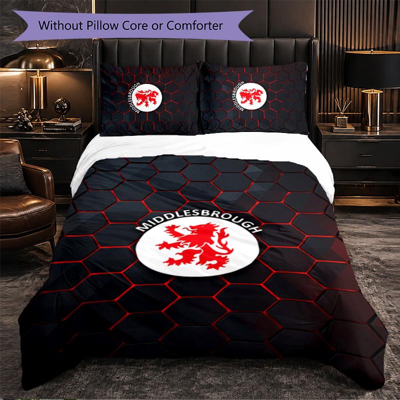 Middlesbrough FC Themed Bedding 3Pcs Duvet Cover Set Decorative Bed Linen For Teen Room Home Decoration