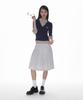CRANK Knit Layered Check Shirt_Navy