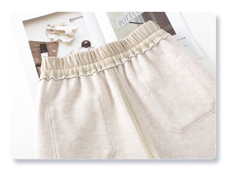 Women's Off-White Wool Wide-Leg Pants - Autumn/Winter 2024, Soft and Thickened Straight-Leg Design.