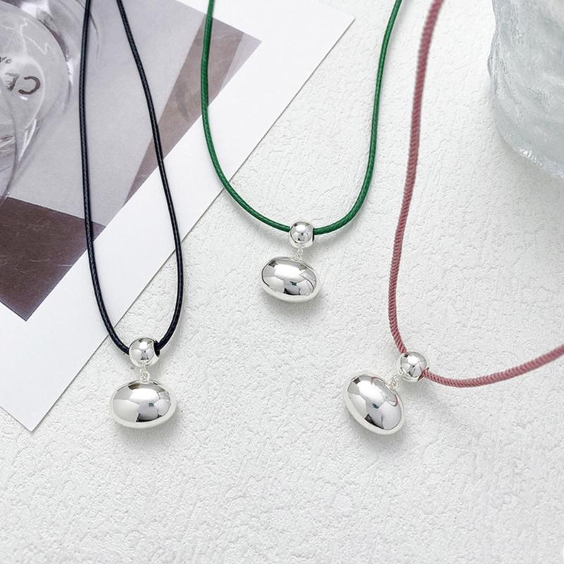 Y2k Bean Pendant Necklace Simple Drawstring Clavicle Chain Short Choker Necklaces for Women Girls 2023 Party Jewelry