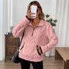 Autumn and Winter New Style Lapel Small Fragrant Jacquard Half Zipper Plush Pocket Short Hoodie