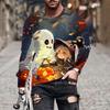 Fashion Men's Pumpkin Ghost 3D Printed T-shirt Comfortable Soft Breathable Loose Large Casual Sports Versatile Round Neck Long Sleeve T-shirt
