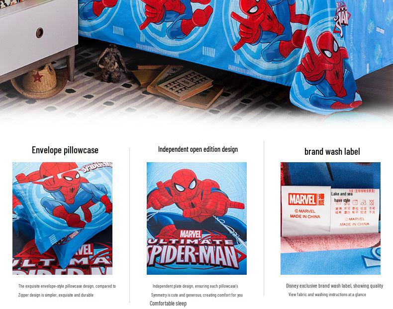 Spiderman All-Cotton 4-Piece Boys' Cartoon Bedding Set