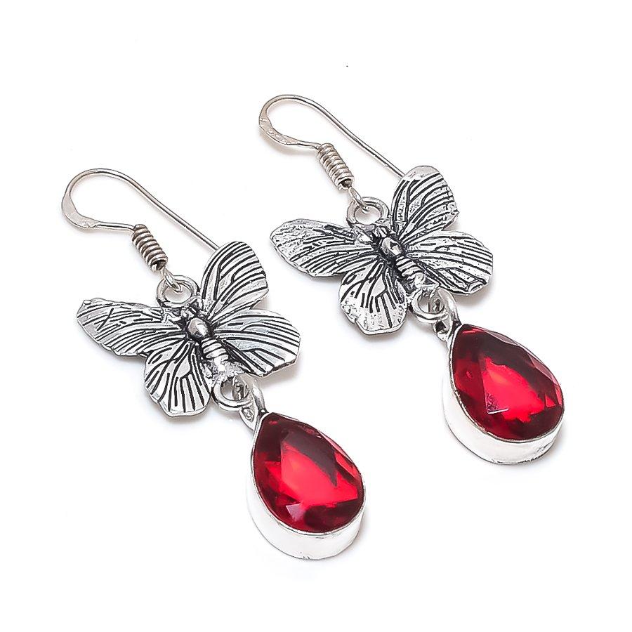

Natural Mozambique Garnet 925 Sterling Silver Jewelry Earring 2.01 e7B68