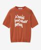 BLOND9 Slogan Round Short Sleeve Knit Orange