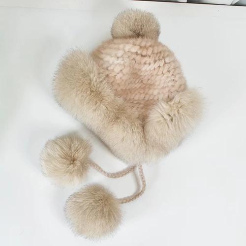 Fox Hair Lei Feng Hat Women's Winter Thickened Warm Mink Fur Hat Women's Korean Version Versatile Mink Ear Cap