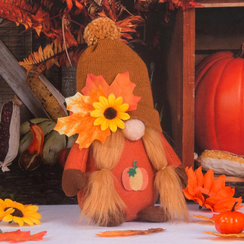 New Halloween Pumpkin Harvest Festival Maple Leaf Faceless Doll Gnome Thanksgiving Autumn Doll Ornament