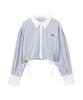 Jill by Jill Stuart Women's Navy Striped Waist Tie Shirt [Parallel Import]