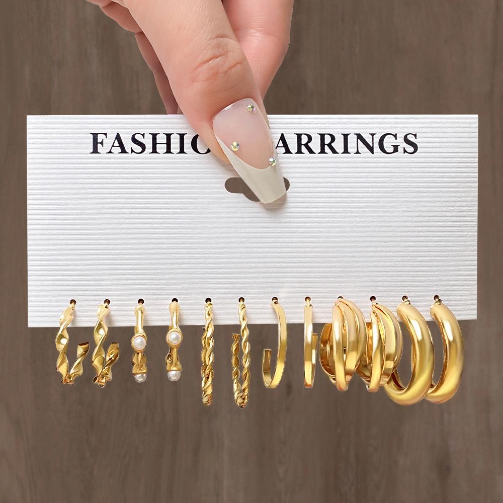 

Набір європейських та американських геометричних сережок-кілець зі сплаву Alloy