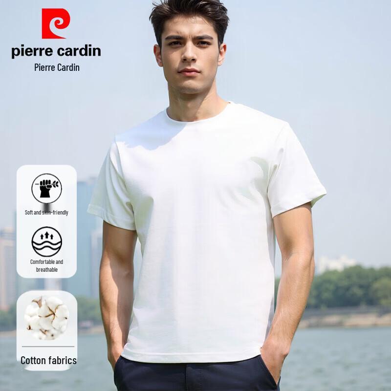 

Pierre Cardin Men s 100% Cotton Solid Crew Neck Short Sleeve T-Shirt 3XL