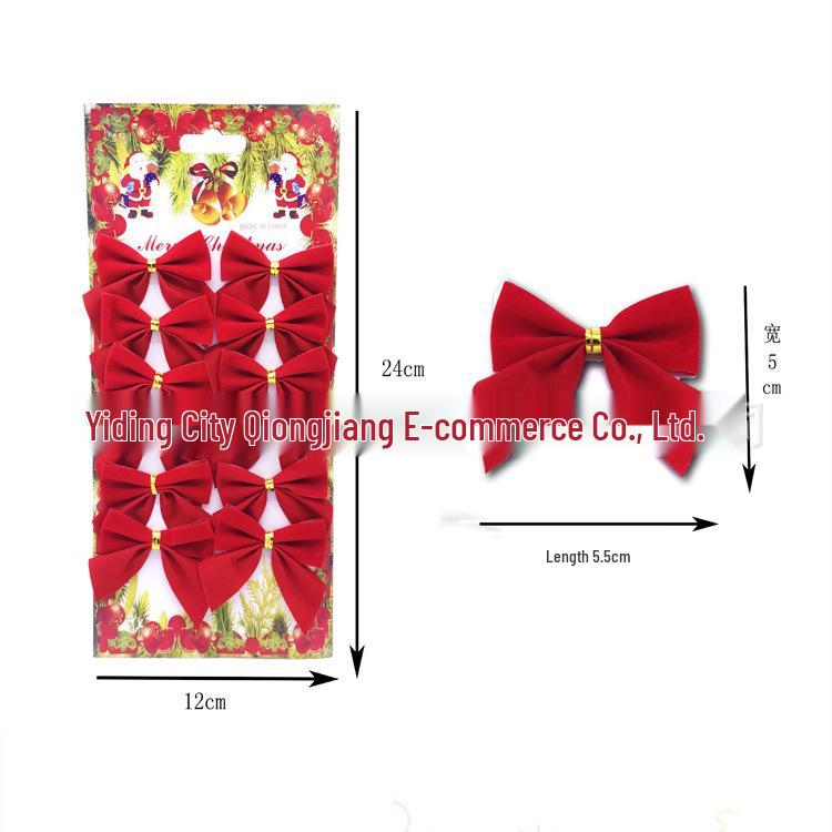 5,5cm Zlaté, stříbrné a červené mini látkové mašličky - ozdoby na vánoční stromeček, 12 kusů