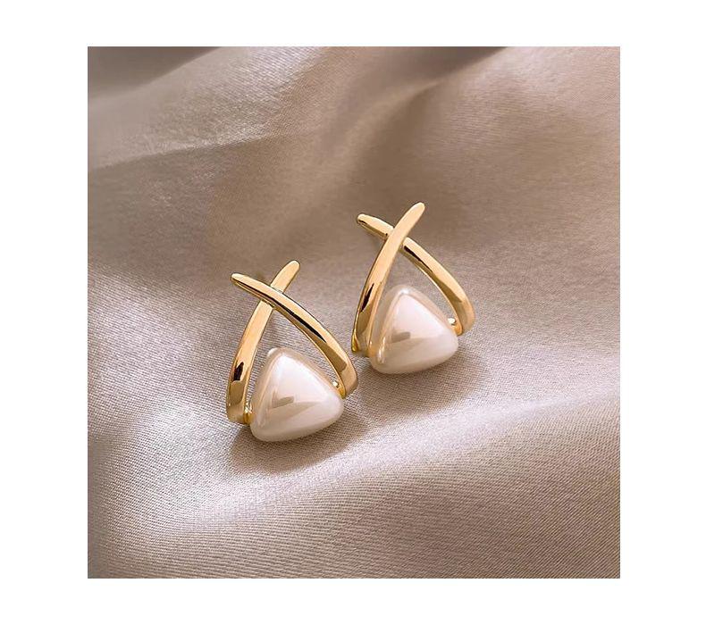 925 Silver Needle French Cross Earrings - Elegant High-End Studs