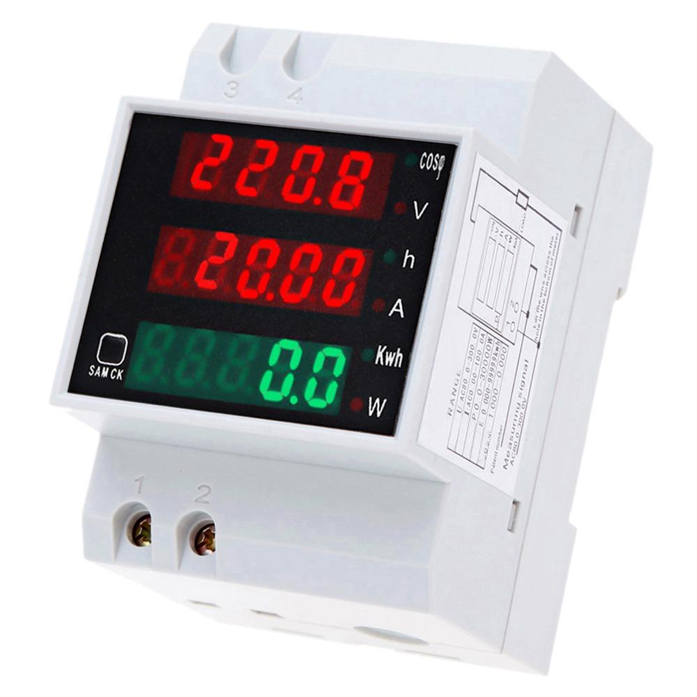 LED Display DIN Rail Power Meter AC80-300V Digital Energy Meter  Industrial Panel