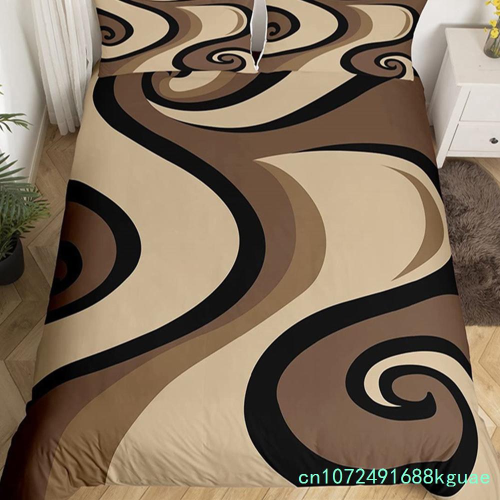 Gray Black Red Swirl Duvet Cover Set King Trippy Stripe Geometric Bedding Set Microfiber Farmhouse Abstract Geometry Quilt Cover