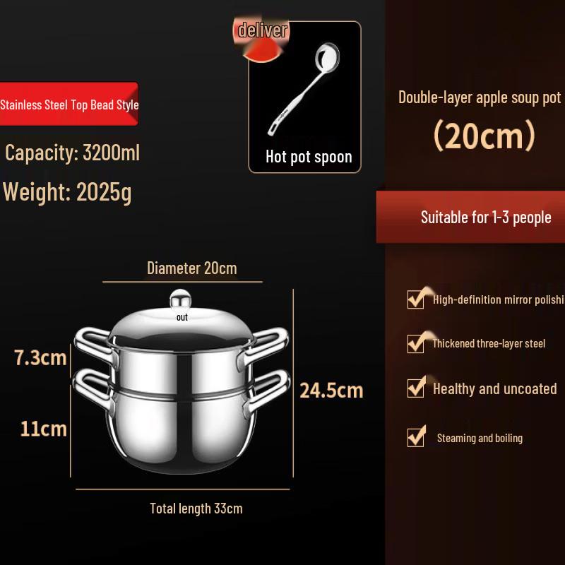 Wu Tuo Stainless Steel Deep Soup & Steamer Pot
