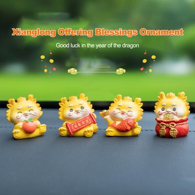 Year of The Dragon Car Ornament Resin Cute Dragon Figurine Car Center ConsoleOrnament Interior Decor New Year Gift