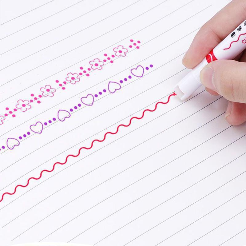 3/6pcs Flower Shape Outline Pens Curve Roller Tip Pen Highlighter Marker Stationery Graffiti Scrapbook Line Drawing Tool TMZ