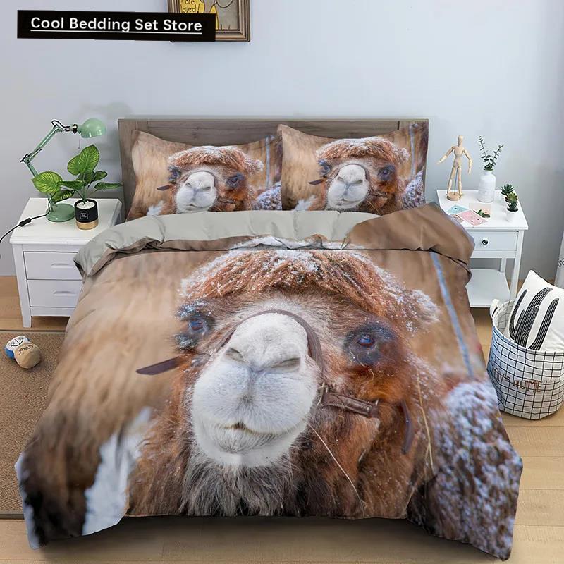 Comforter 3D Desert Camel King Queen Size Brown Animal Bedding Set Kids Teens Adults Cute Wildlife Soft Polyester