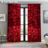 2pcs, Curtains&Drapes 2D Print Red Rose Floral Machine Washable (without Rod) Decorations For Home for Bedroom and Various Room