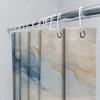 Luxury Blue Beige Marble Print Shower Curtain For Bathroom Decor Waterproof Fabric Material With Silver Grommets Ring Set (180 X
