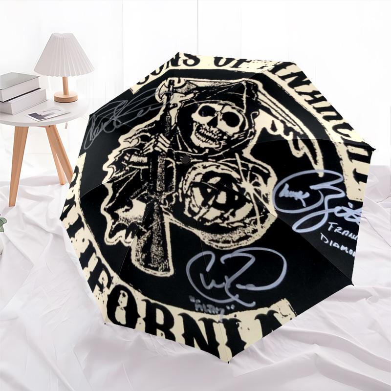 1 ud. Paraguas de Calavera Paraguas Plegable Portátil Estructura Ósea de Hueso de Hierro Paraguas para Exteriores y Hogar
