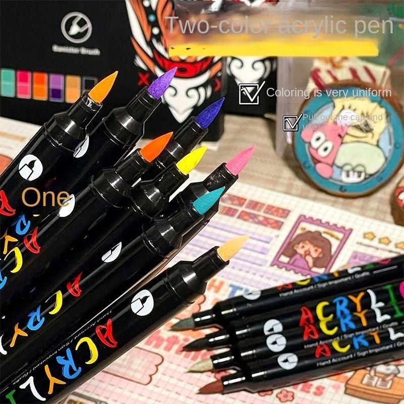 Professional Art Use 120-24Colors Acrylic Paint Markers, Dual-Tip Fine and Brush Tip Pens, Suitable for Stone, Wood, Calligraphy