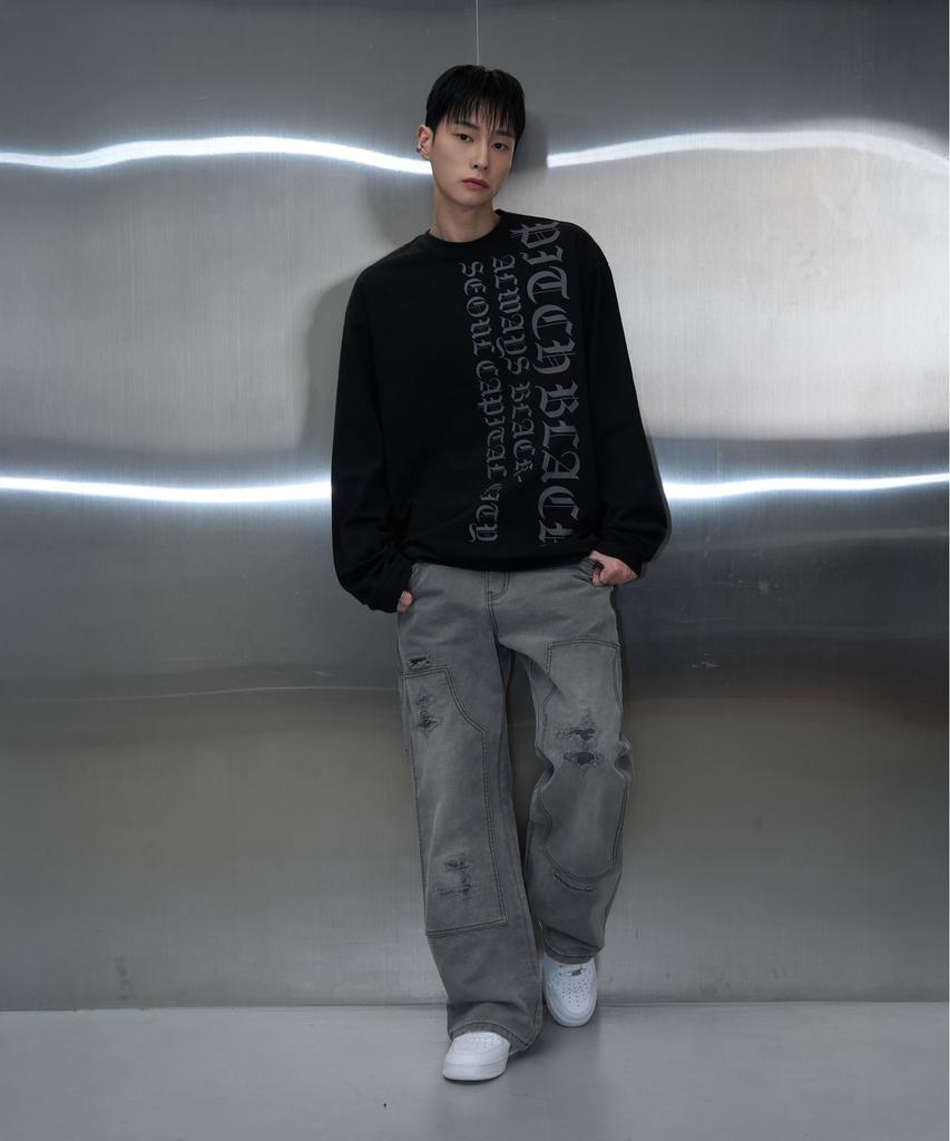 Pichibeullaeg Vertical Logo Long Sleeve Tee (Black)