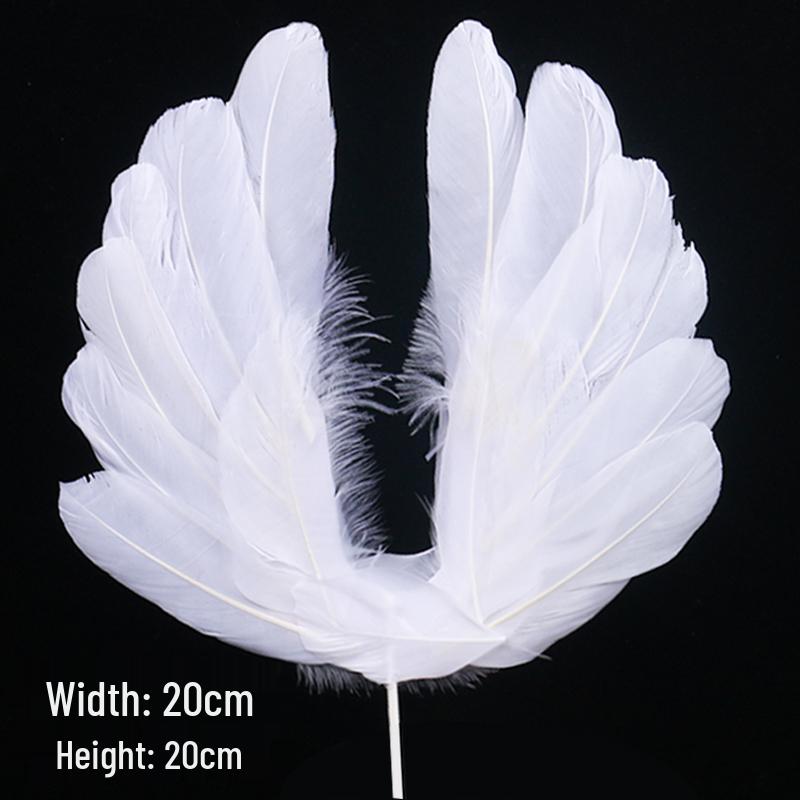 Angel Wing Feather Cake Toppers with Wire Heart String Lights