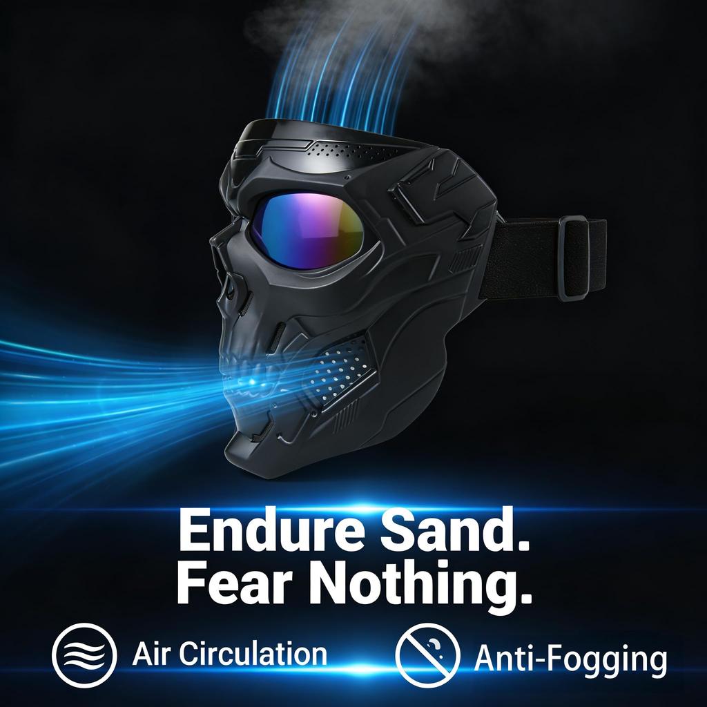 Skull Mask Motorcycle Mask Bicycle Riding Windproof Full Face Skeleton Protective Mask Colored Goggle Tactical Cycling Bike