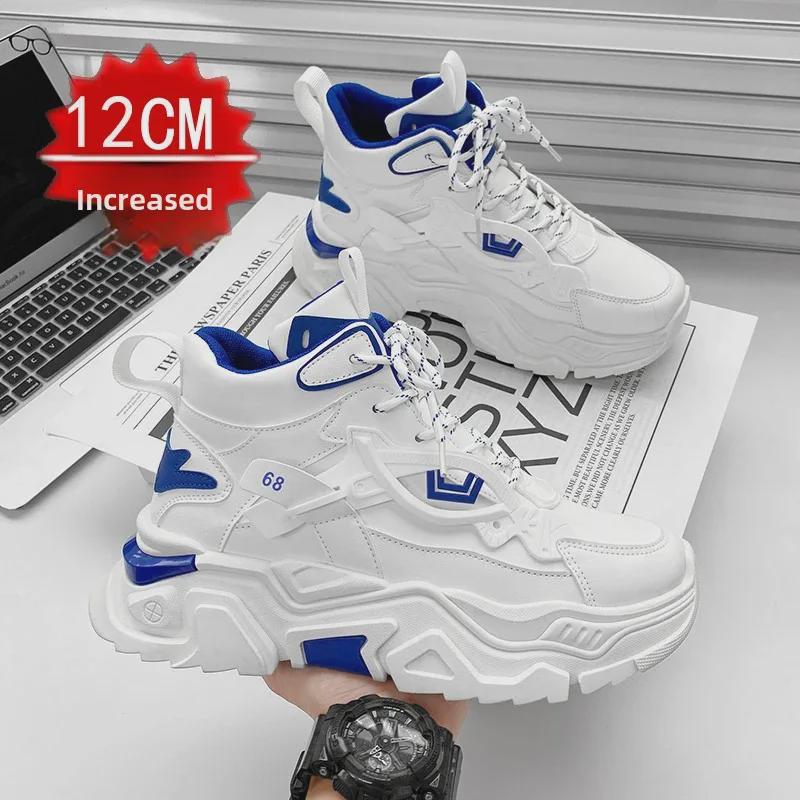 Unsichtbare, höhenverstärkende Herren-Sneaker: 12 cm High-Top, 10 cm lässiges Canvas, trendige Schuhe mit dicker Sohle, COS.