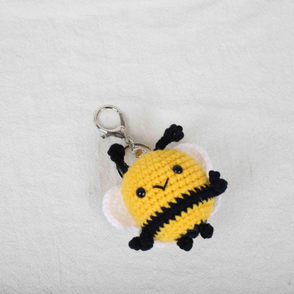 Handmaking Crochet Keychains Cute Wool Knitting Insect Cartoon Bees Pendants Animal Doll