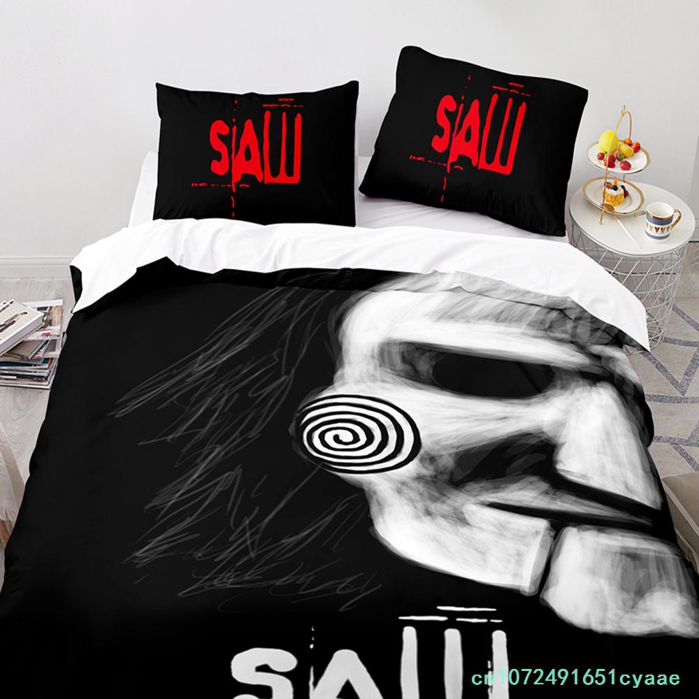 Chainsaw Fright Bedding Set Single Twin Full Queen King Size Halloween Bed Set Aldult Kid Bedroom Duvetcover Sets 3D Print 011