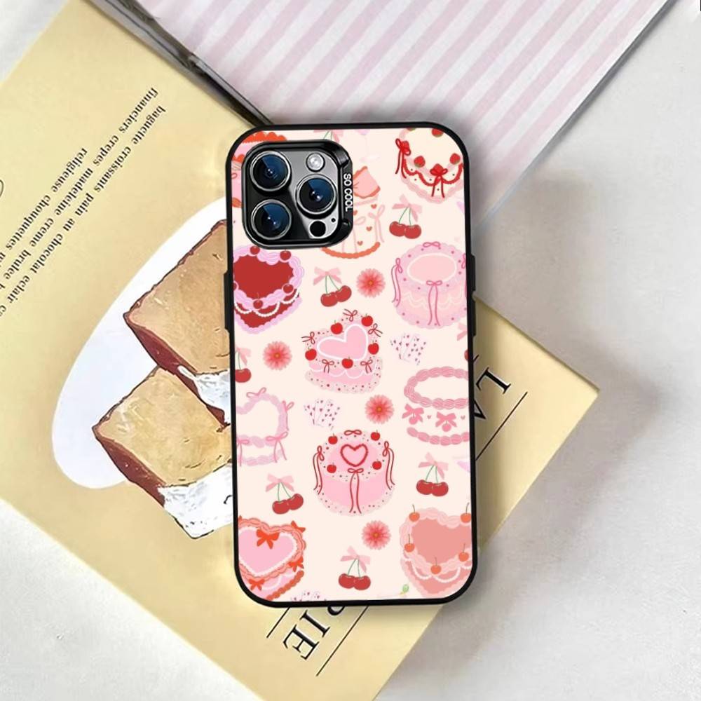 Cream Strawberry Cake Cute Phone Case For iPhone 17,16,15,14,13,12,11 Plus,Pro Max,XS,Colorful Silver Phone Case Funda Cover
