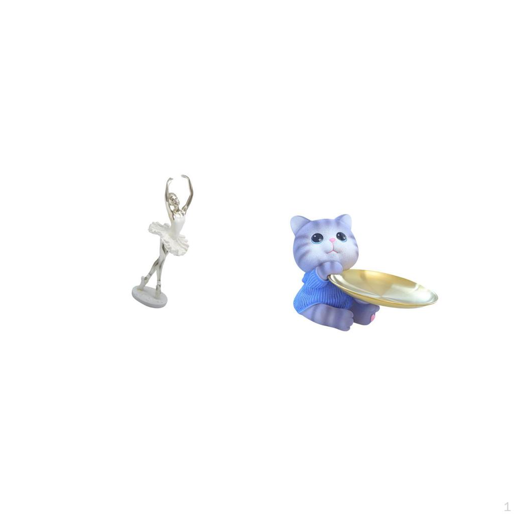 Ballerina Cat Figurine Modern Dancing Girl Resin Statue Art Sculpture Desktop Ornament for Bedroom