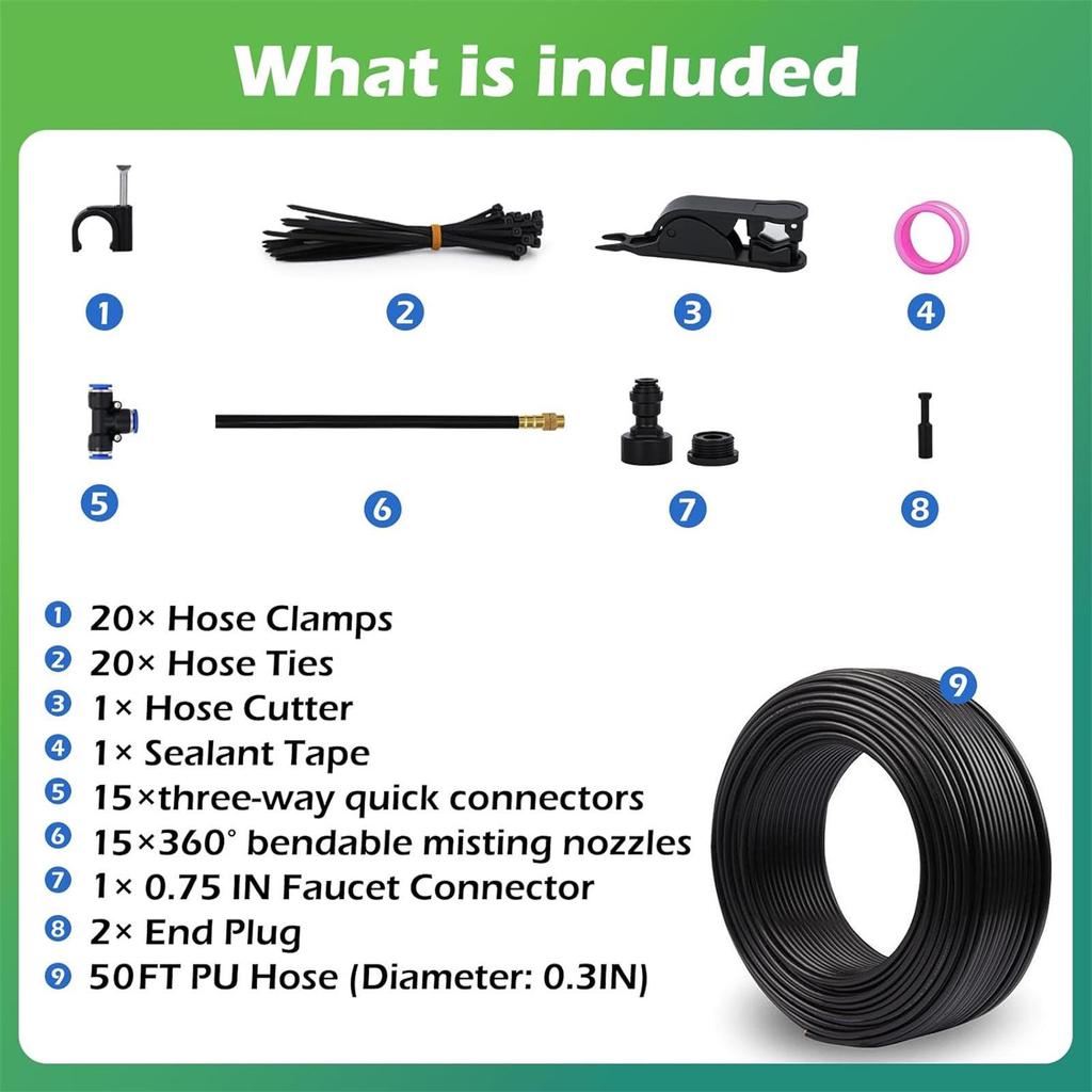 Universal Adjustable Micro-Atomizing Sprinkler Set for Irrigation, Cooling, and Humidification