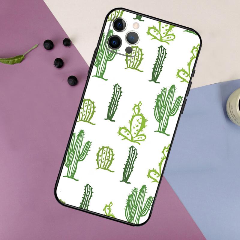 Cactus Pattern Phone Case For iPhone 16 15 14 13 12 11 17 Pro Max 13 Mini 16 Plus 16e 17 Air Bumper Cover