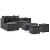 Día y Noche - Día y Noche Set de muebles de jardín 4 pzas y cojines ratán sintético negro