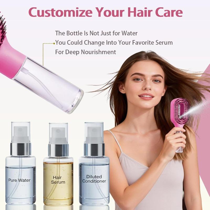 Hair Spray Comb with Fine Mist - 2-in-1 Water Tank Brush for Hydration & Scalp Exfoliation, Travel-Friendly Daily Hair Care Tool