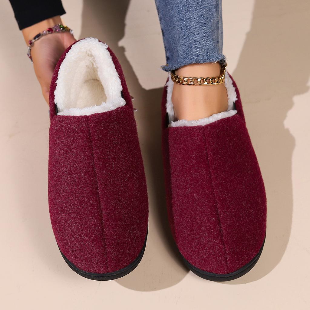 Cotton Shoes Casual All-inclusive Fur Collar Outer Wear Indoor Shoes Comfortable Memory Cotton Winter Bag Heel Cotton Slippers