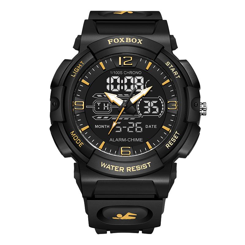 Man Dual Display Quartz Watch for Kids Waterproof Sport Children Anti-Shock Boy Digital Wristwatches+Gift Box