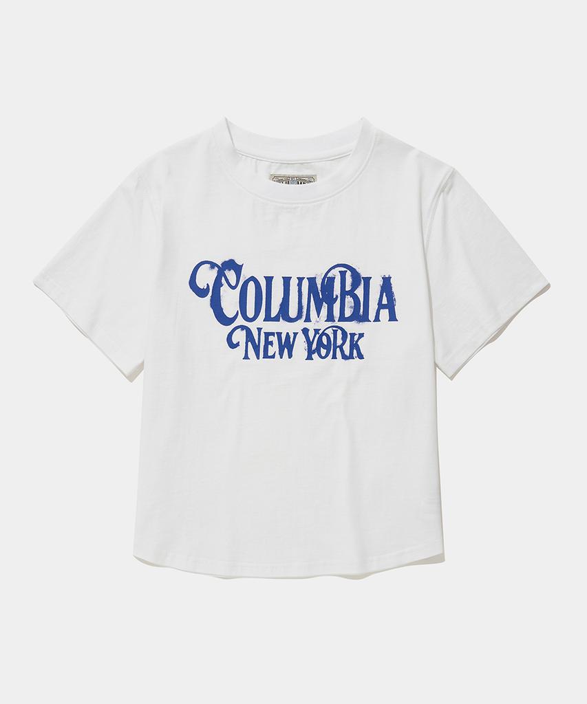 COLUMBIA UNIVERSITY Uni Women Curved Slim-Fit S/S T-Shirts_White