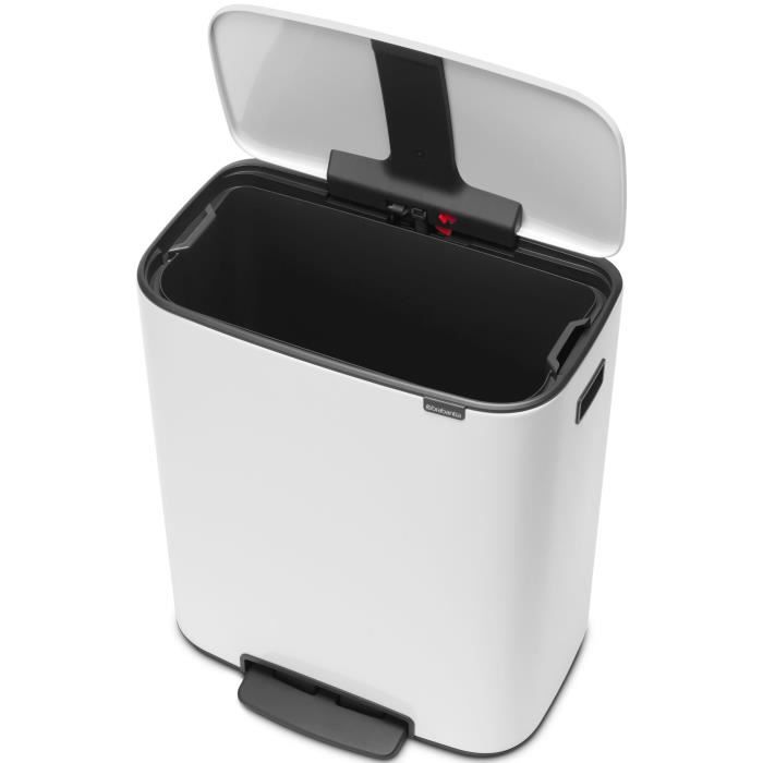 Poubelle Bo BRABANTIA - A pédale - Avec 1 seau intérieur - 60 L - Blanc