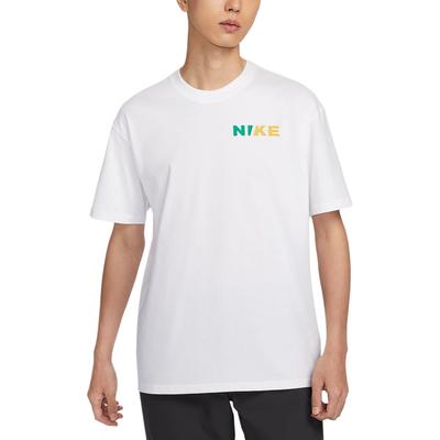Bedrucktes Muster Lockerer Schnitt Überschnittene Schultern Kurzarm T-Shirt Herren Tops Weiß HJ3365-100