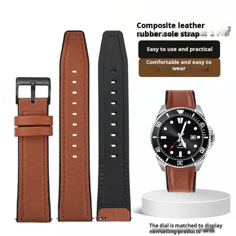 Quick Genuine leather strap For Casio Swordfish mdv-106 mdv-107 Water Ghost Watch sports cowhide Silicone rubber men's watchband