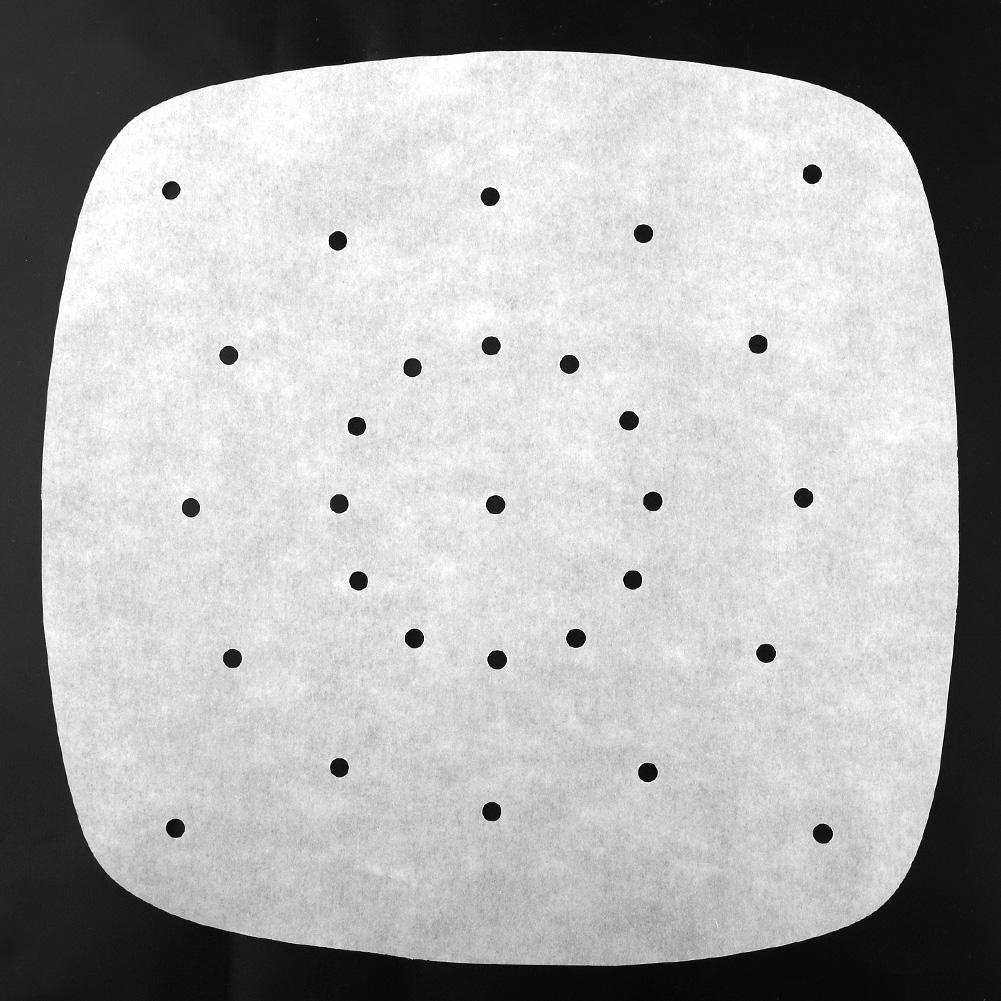 7.5in Perforated Square Steamer Paper Liners for Air Fryer Cooking Steaming(White)