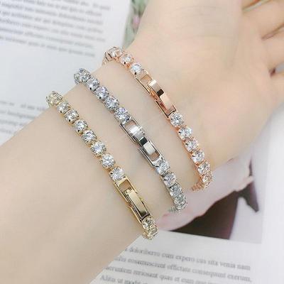 Damen Zirkonia Tennisarmband - Einreihig, Voll Diamant Kralle Kette