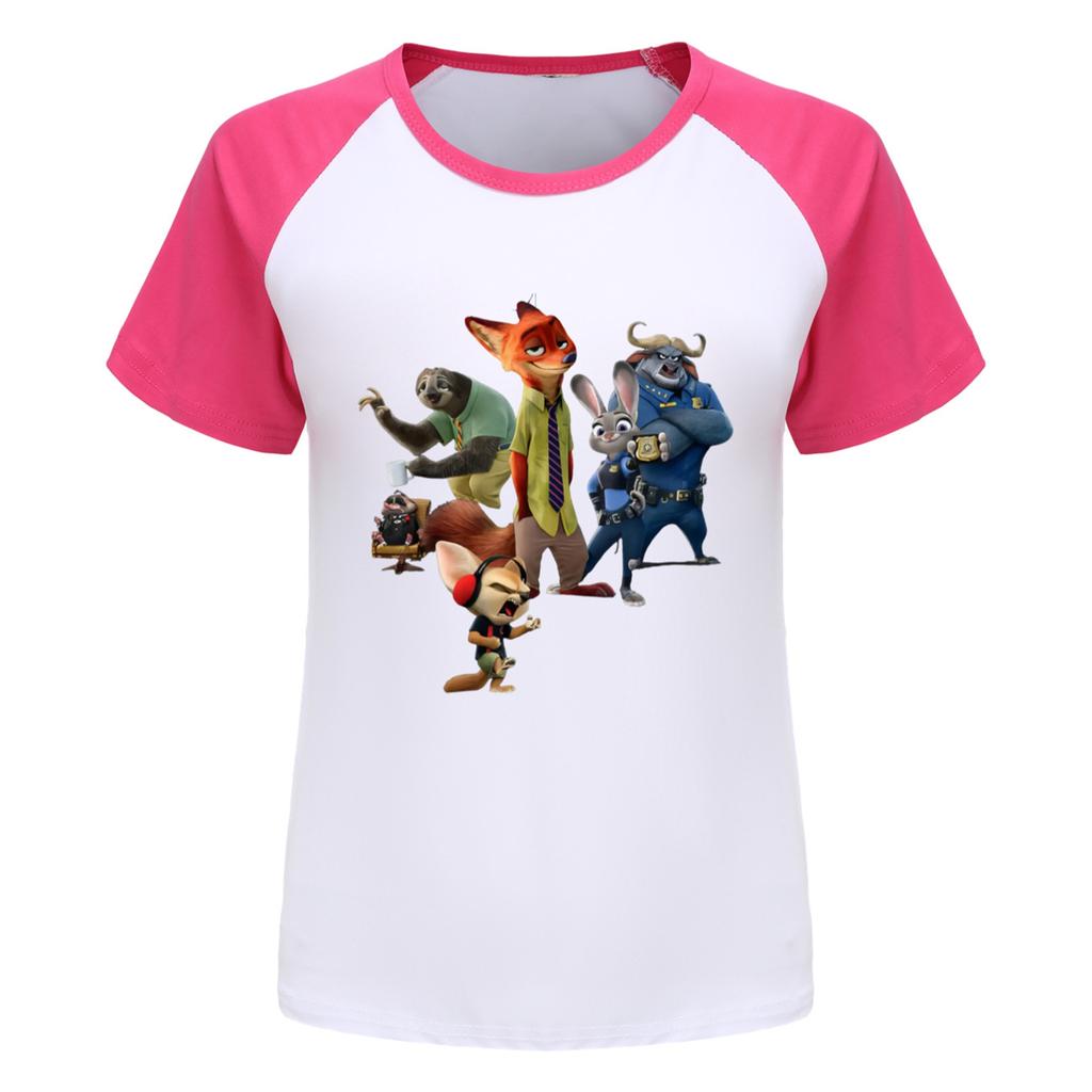 Fashionable Round Neck Short Sleeve Work Clothes Printed Tops For KID Summer Tops