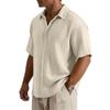 Men’s Loose Fit Casual Cotton Crinkle Texture Shirt Short Sleeve Button Down Collared Top for Everyday Wear
